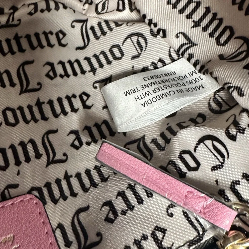 Juicy Couture Velour Shoulder Bag Pink Cream Crown Embroidered Charm NWT Y2K